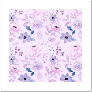 Soft Purple floral pattern Posters and Art